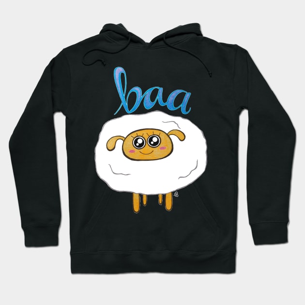 Baa Baa Cute Sheep - A Happy Kawaii White Sheep Hoodie by Elinaana